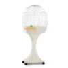 Cage Oiseaux "Aurora" Blanche Avec Support Sur Roulettes - 51x35x129cm