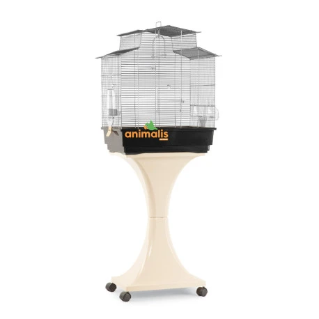 Cage oiseaux "Giada" argentée avec support sur roulettes - 56x38x134cm Cage Oiseaux "Giada" Argentée Avec Support Sur Roulettes - 56x38x134cm -Deli Nature Soldes Boutique cage oiseaux giada argentee avec support sur roulettes