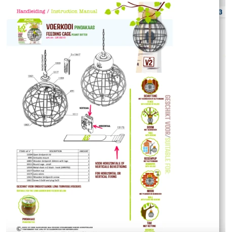 Mangeoire Lona "Voerkooi V2" - Vert - 20x20cm Mangeoire Lona "Voerkooi V2" - Vert - 20x20cm -Deli Nature Soldes Boutique mangeoire lona voerkooi v2 vert 1