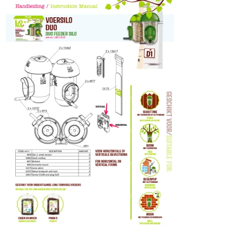 Mangeoire Lona "Voersilo D1 Duo" - Vert Mangeoire Lona "Voersilo D1 Duo" - Vert -Deli Nature Soldes Boutique mangeoire lona voersilo d1 duo vert 1